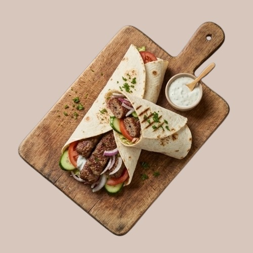 Shawarma rulle med kryddat k&ouml;tt