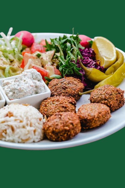 falafel plate with fries